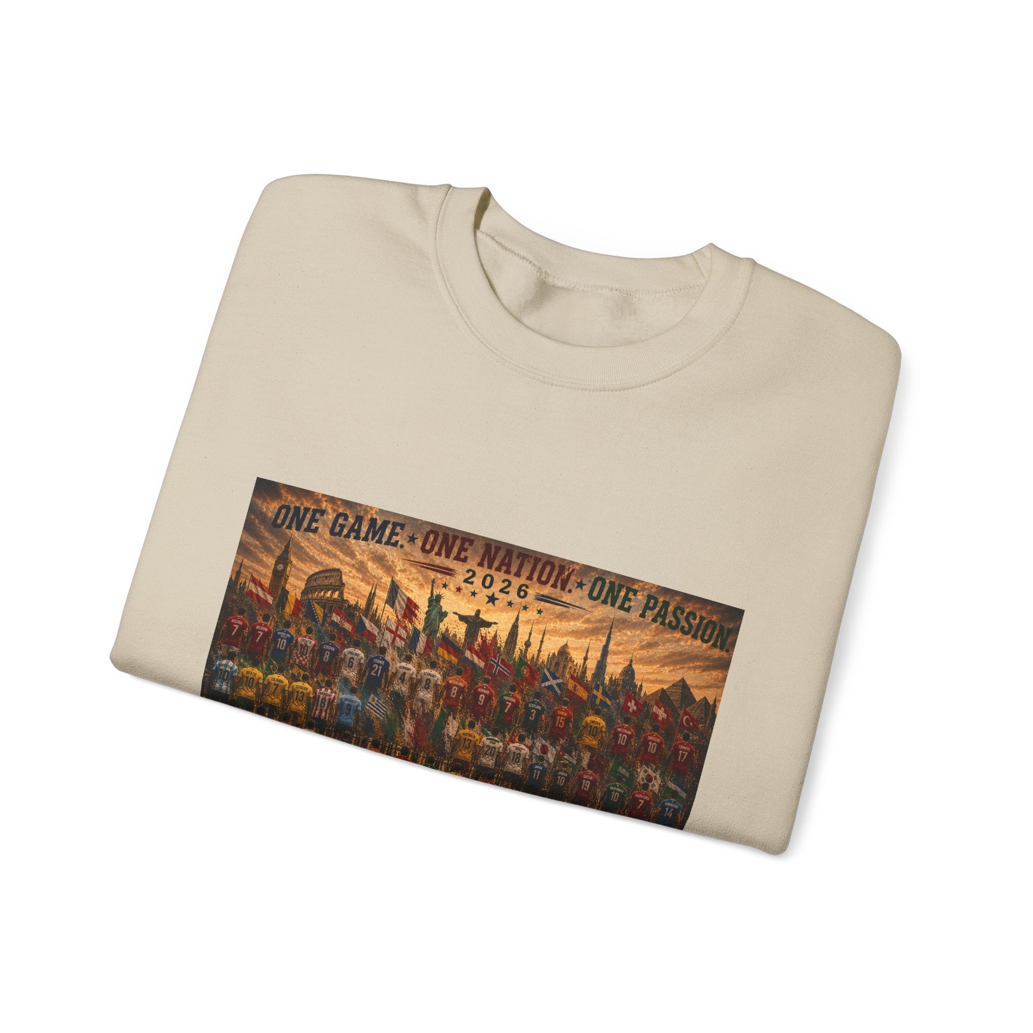Crewneck Sweatshirt — "One Game, One Nation, One Flag" Sports Unity Graphic