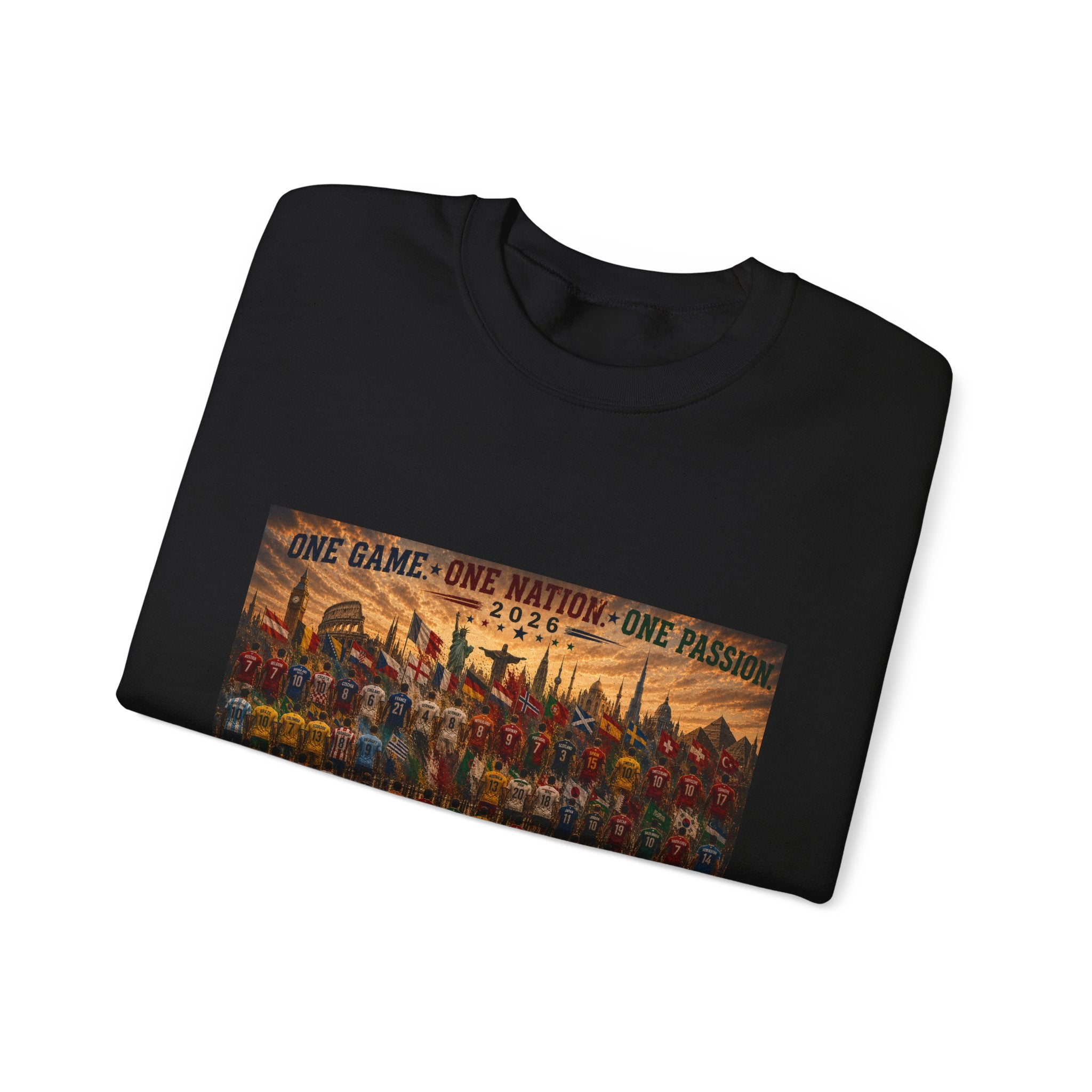 Crewneck Sweatshirt — "One Game, One Nation, One Flag" Sports Unity Graphic