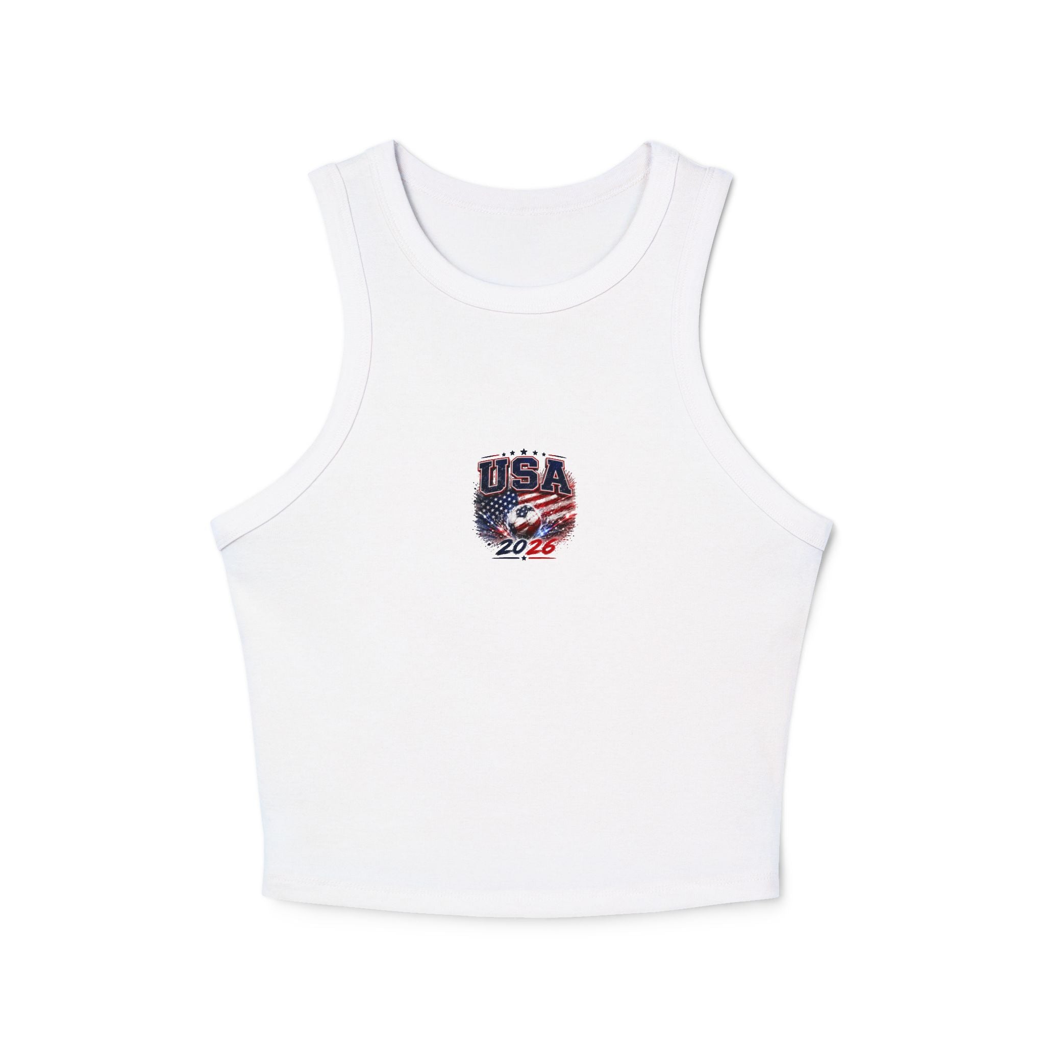 USA 2026 Eagle Flag Tank Top — Women's Racer Crop