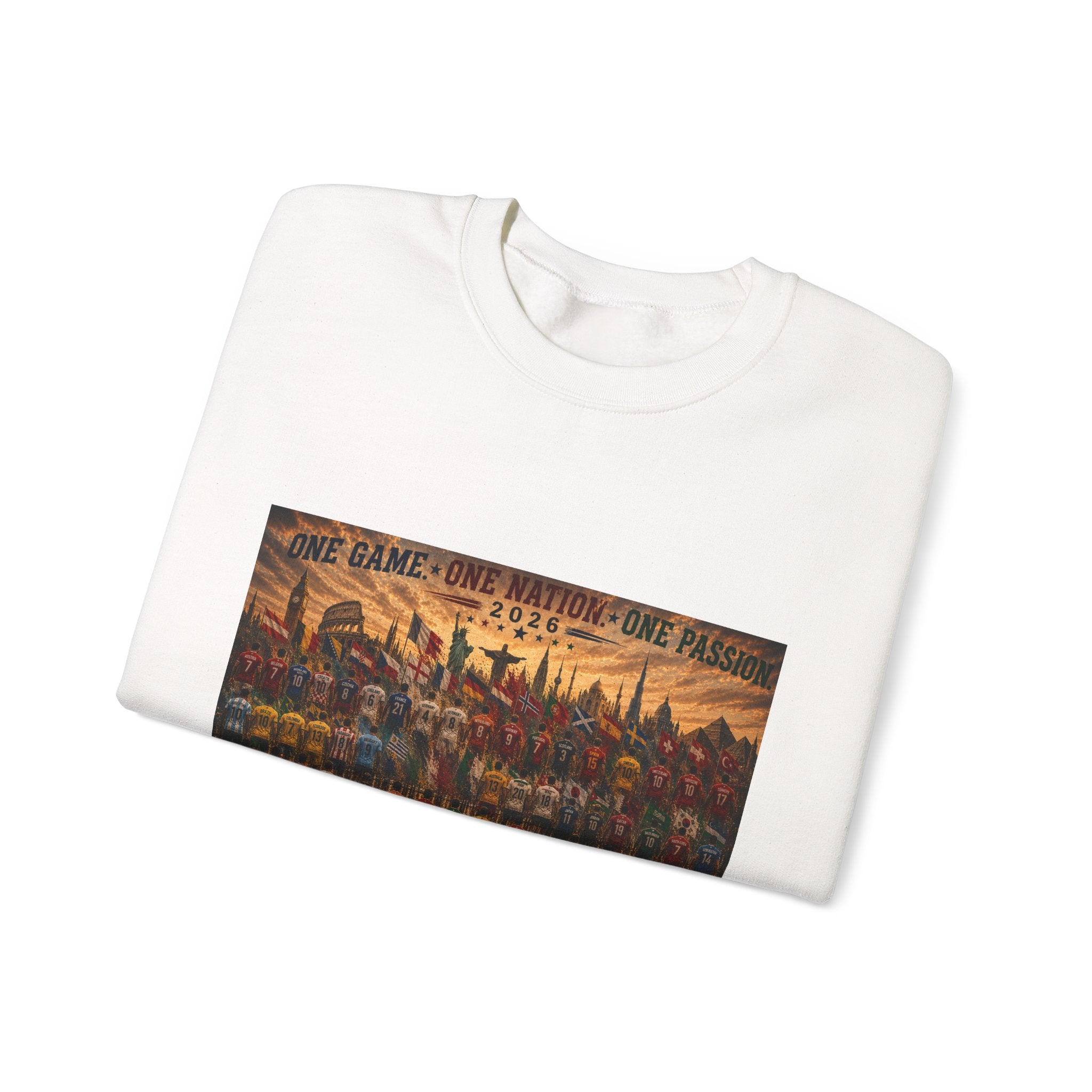 Crewneck Sweatshirt — "One Game, One Nation, One Flag" Sports Unity Graphic
