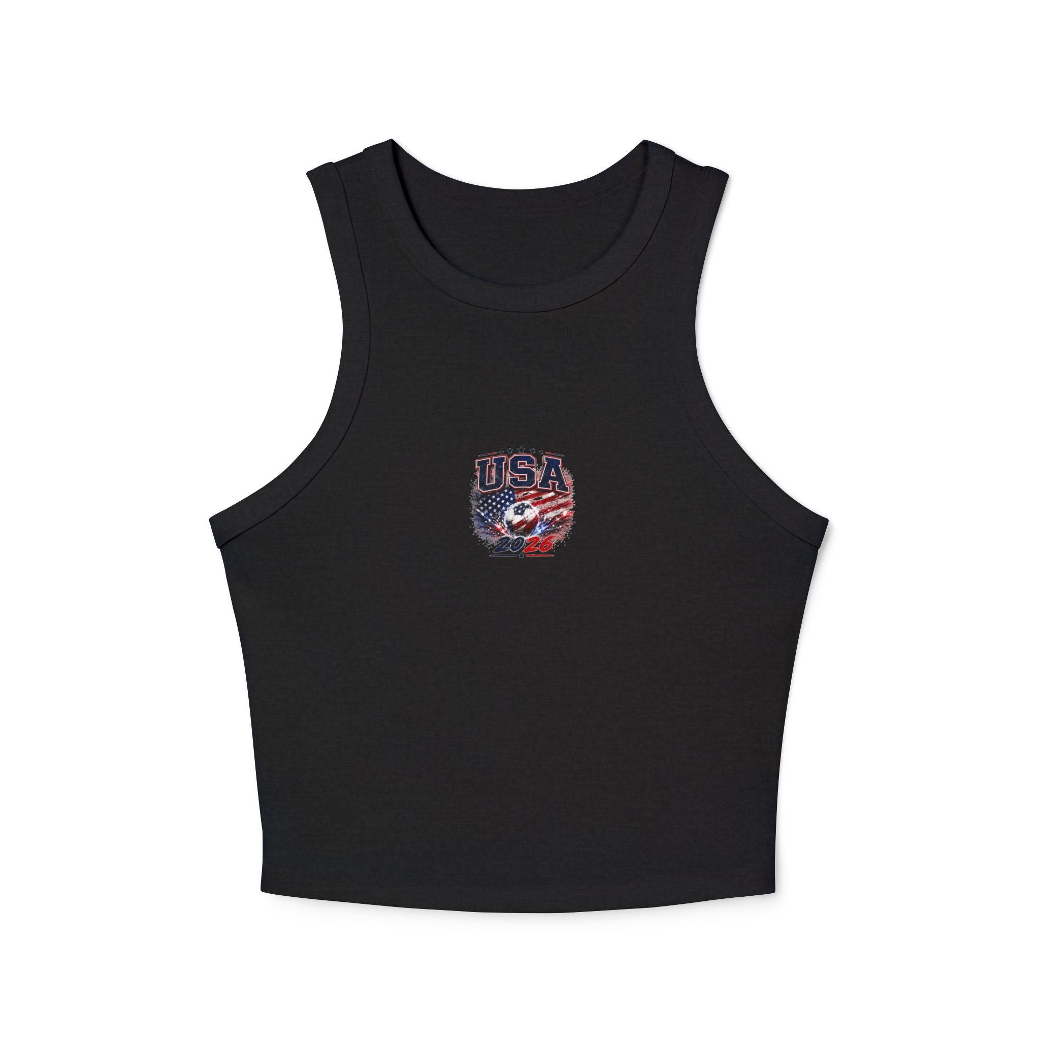 USA 2026 Eagle Flag Tank Top — Women's Racer Crop