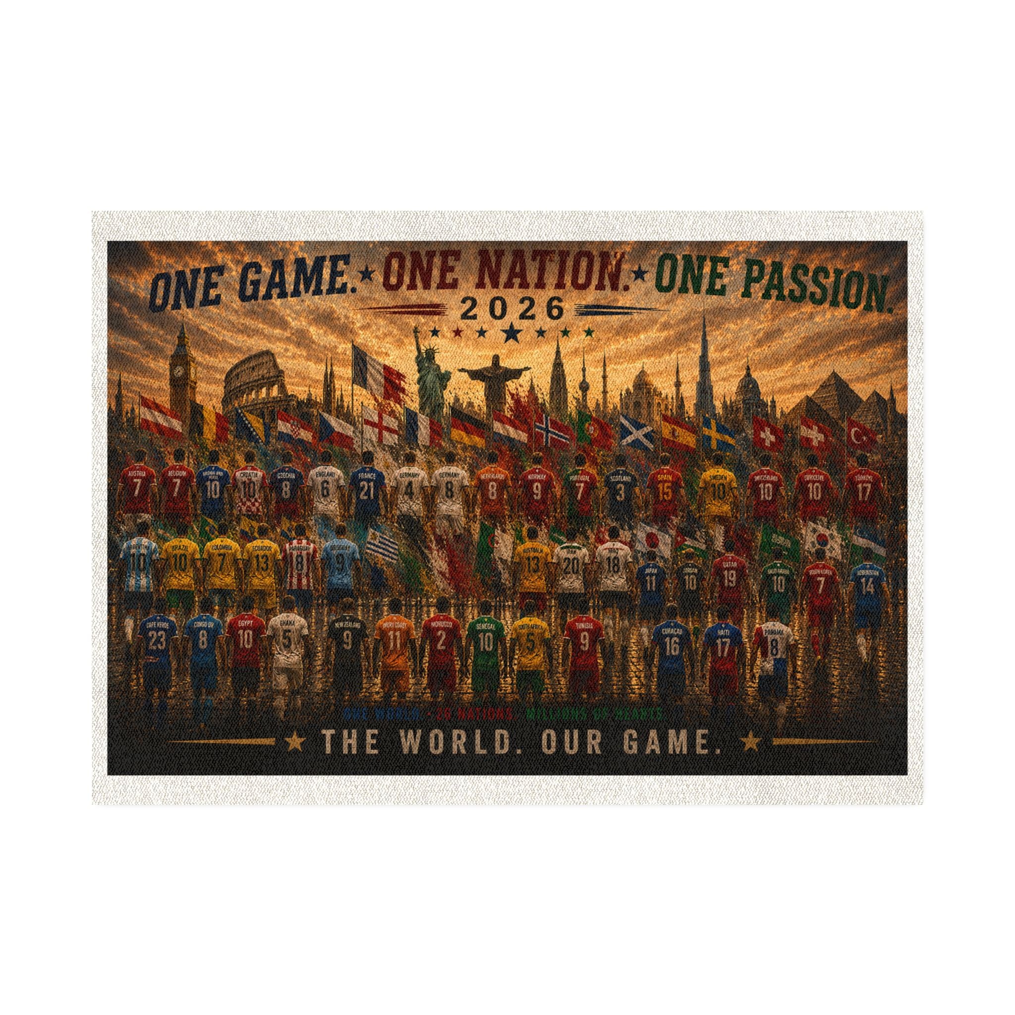 Soccer Rug — "One Game • One Nation • One Passion" 2026 Decorative Floor Mat